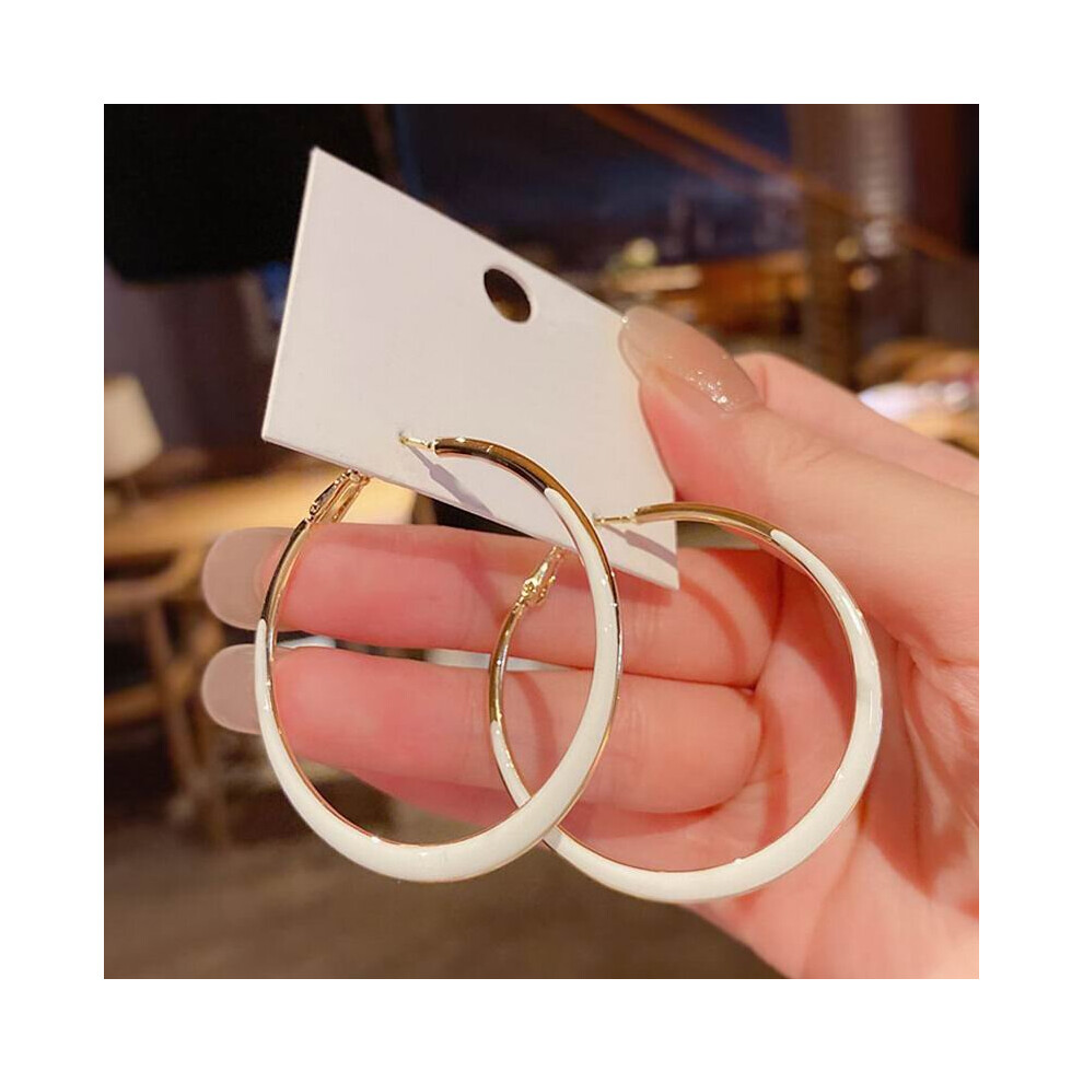 Metallic Big Hoop Earrings For Women Statement Round Circle Earings