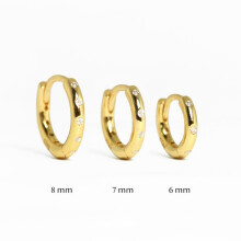 (Gold-color) 6/7/8mm 925 Sterlig Silver CZ Zircon Hoop Earrings For Women Round Piercing Earring Earings Jewelry Pendientes