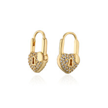 Bohemian Heart Lock Hoop Earrings For Women Female Party Jewelry Femme Brinco