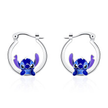 Anime Stitch Hoop Earrings Silber Cartoon Delicate weiblichen Schmuck Zubehör für Frauen Mädchen Geburtstag Hochzeit