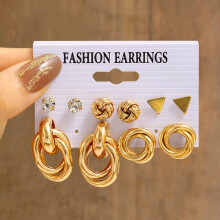 Vintage Pearl Earrings Set for Women Geometric Circle Dangle Drop Earrings Acrylic Earring Sets Jewelry