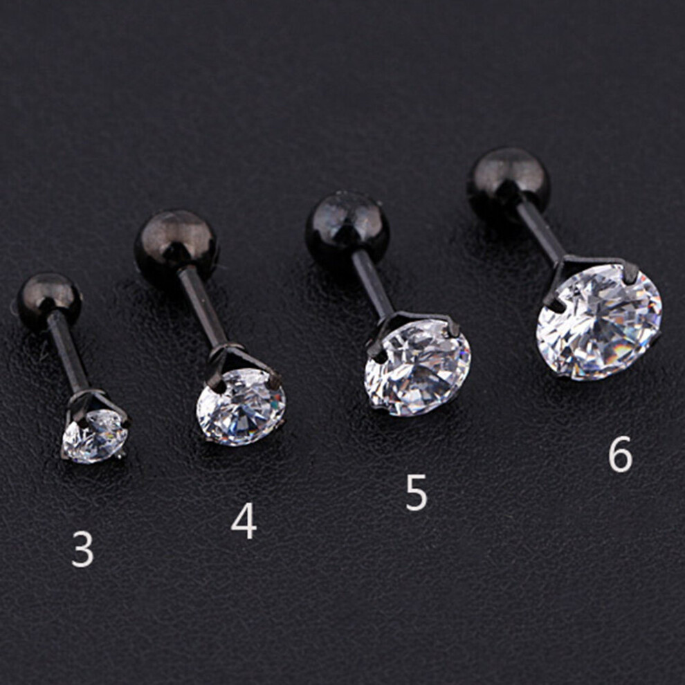 (White) 1 pcs Medical Stainless steel Crystal Zircon Ear Studs Earrings For Women/Men 4 Prong Tragus Cartilage Piercing Jewelry-image-OPC-PBRGFM7-NEW