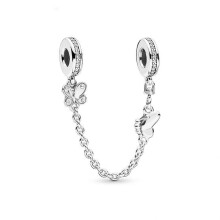 Šumivé číre iskrivé kvetinový bezpečnostný reťazec Charm Bead Fit náramok prívesok DIY šperky pre ženy