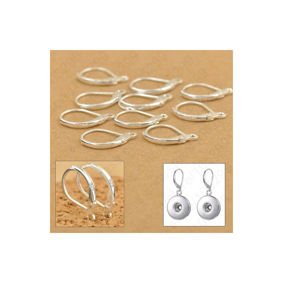 100PCS 925 Sterling Silver DIY Beadings Findings Earring Hooks Leverback Earwire Fittings Components