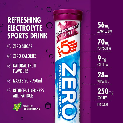 HIGH5 ZERO Electrolyte Hydration Tablets - Blackcurrant, Sugar-Free, with Vitamin C, Sodium & Magnesium - 20 Count 1