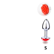 Sexy Body Jewelry With Smooth Anal Plug Butt Beads And Red Rose Flower Base For Couple Flirt Women Gay Party Gift,Intimacy Goods
