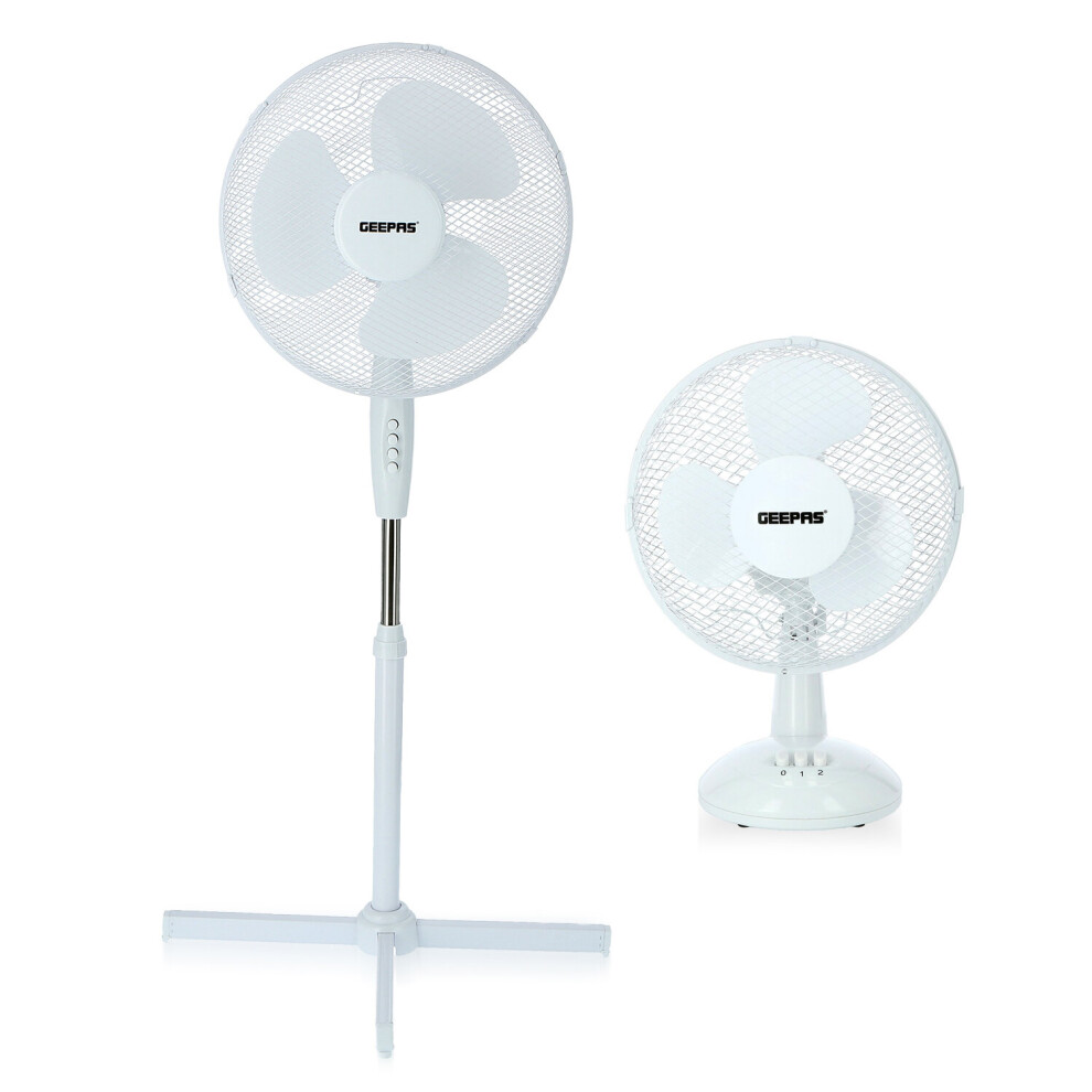 Geepas 16-Inch Pedestal Fan & 9-Inch Table Fan Combo Set, Pack of 2