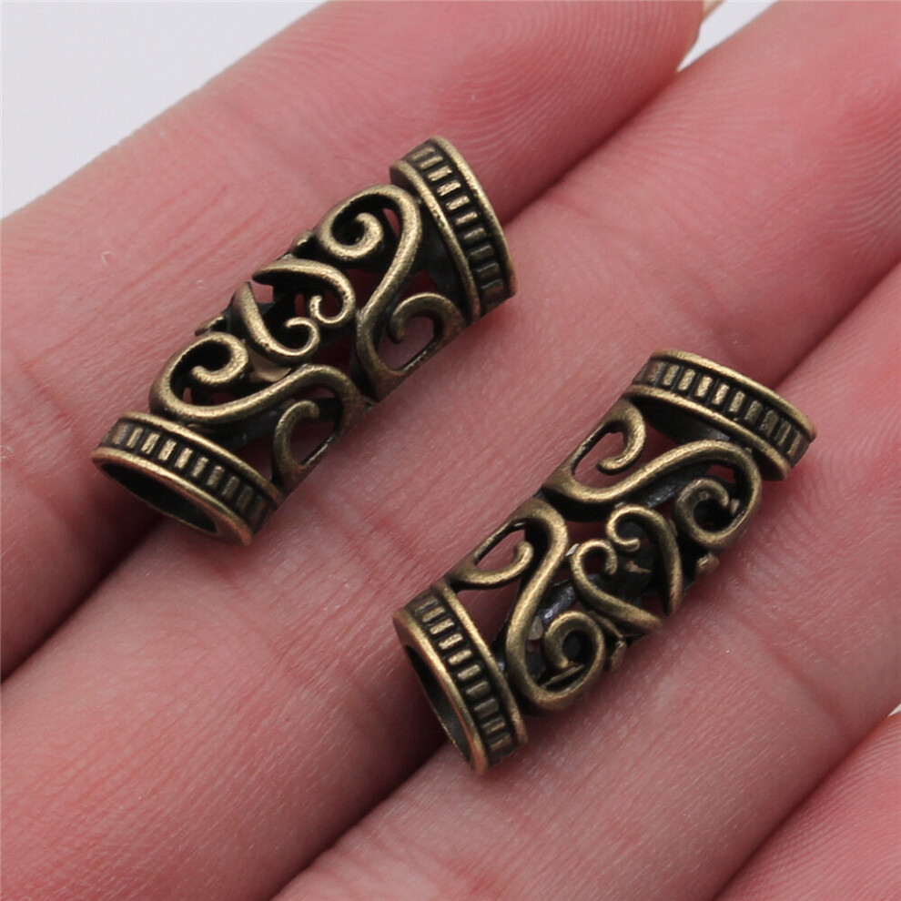 Unisex 10Pcs 10X10x25mm African Hair Braid Tube Metal Hollow Hair Dread Bead Dreadlock Cuffs Jewelry Decoration Accessories