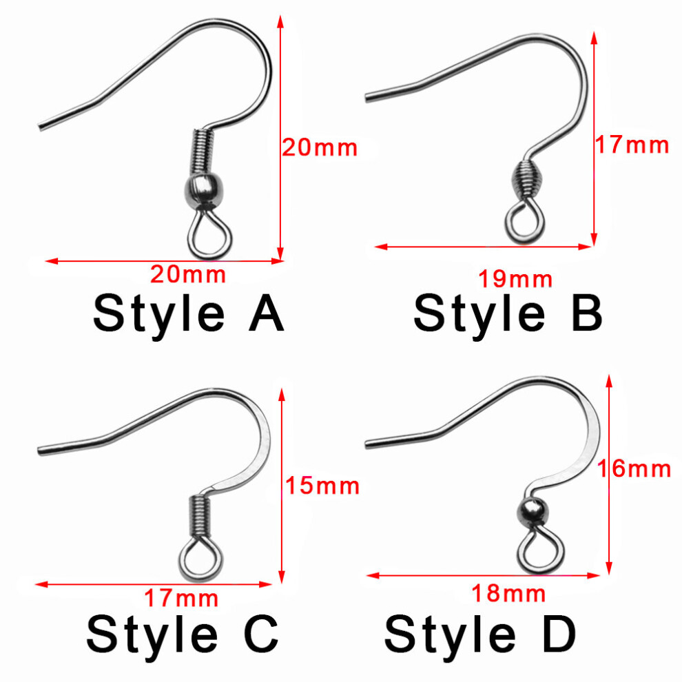 (White, L?25cm???) 30pcs Hypoallergenic Stainless Steel Earrings Hooks Nickel Anti Allergy Earring Clasp Wire For Diy Jewelry Findings Making