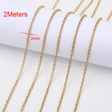 2meters Stainless Steel Open Link Chains Bulk Lot Metal Box Ball Bead Chains for Diy Bracelet Necklace Jewelry Making Supplies