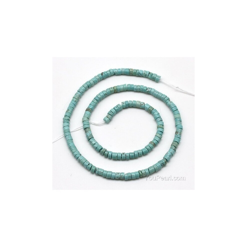 Turquoise beads, 2.5x4mm heishi, natural turquoise heishi beads, hand cut turquoise gem stone bead strand, jewelry supply-image-OPC-PBRGN9Q-NEW
