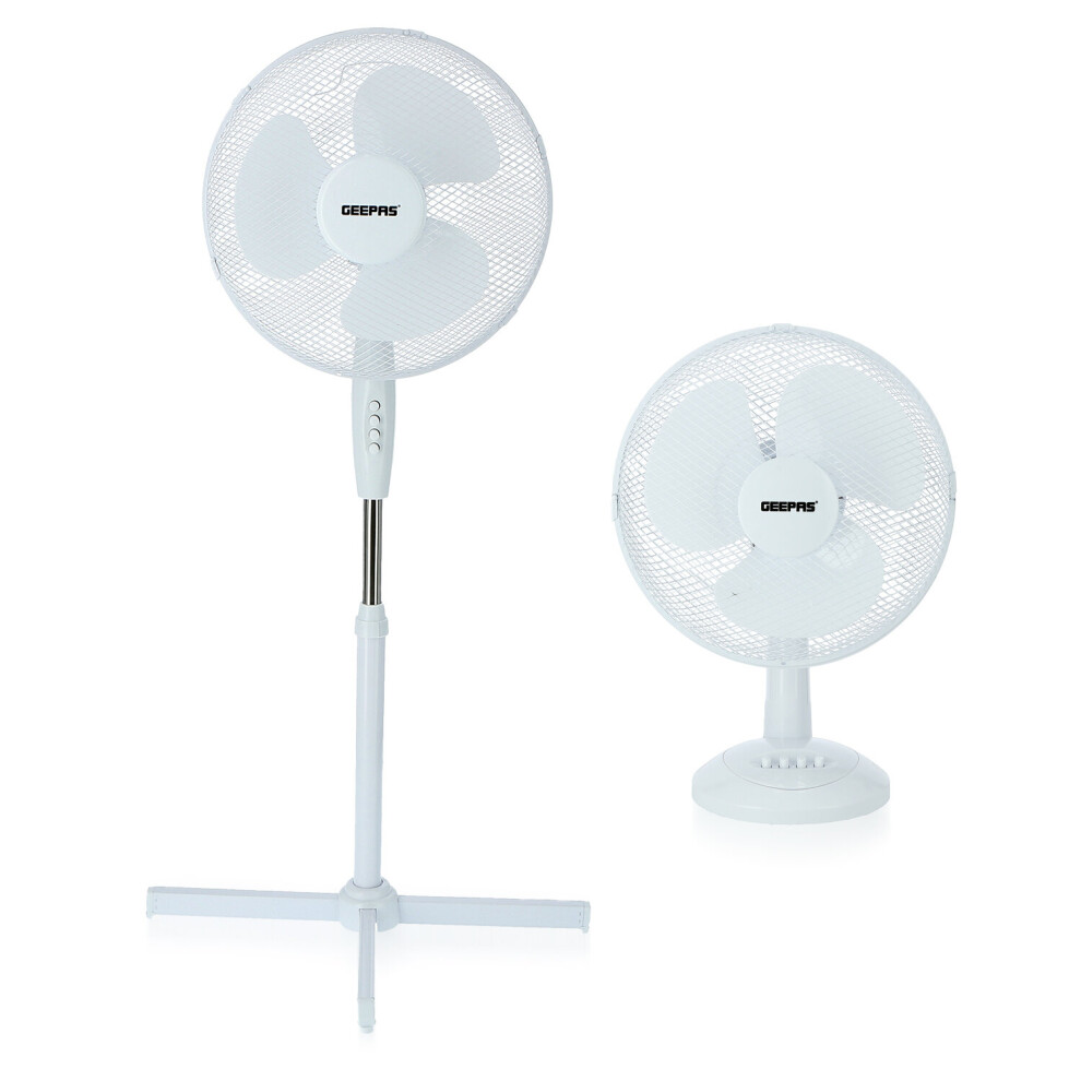 Geepas 16-Inch Pedestal Fan & 12-Inch Table Fan Combo Set, 40W