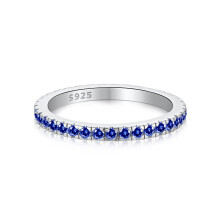 Wong Rain Classic 925 Sterling Silver Lab Sapphire High Carbon Diamonds Gemstone Wedding Band Ring Fine Jewelry