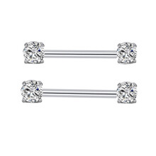 2Pcs/lot Zircon 16mm Nipple Rings Stainless Steel Breast Piercing Ring Cartlidge Piercing Earrings Sets Body Jewelry