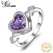 Heart Love 2.5ct Created Alexandrite Sapphire 925 Sterling Silver Ring for Woman Statement Gemstone Fine Jewelry