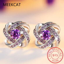 Amethyst Stud Earrings 925 Sterling Silver Earrings Women Gemstones Earings Fine Jewelry