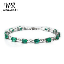 WEGARASTI Silver 925 Jewelry Emerald Gemstone Bracelets For Women Women Emerald 925 Sterling Silver Jewellery Weddings