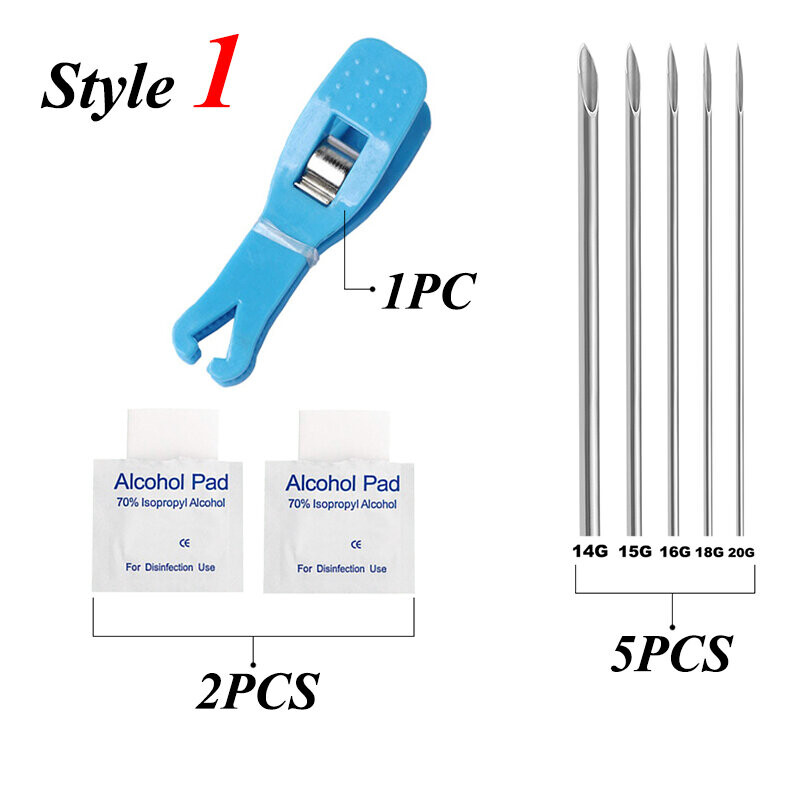 Disposable Sterile Body Piercing Needles Clamp Set Open Plastic ...