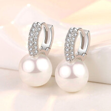 Pearl Earrings for Women 925 Silver Jewelry with Zircon Gemstone Drop Earrings Wedding Party Gift Accessories