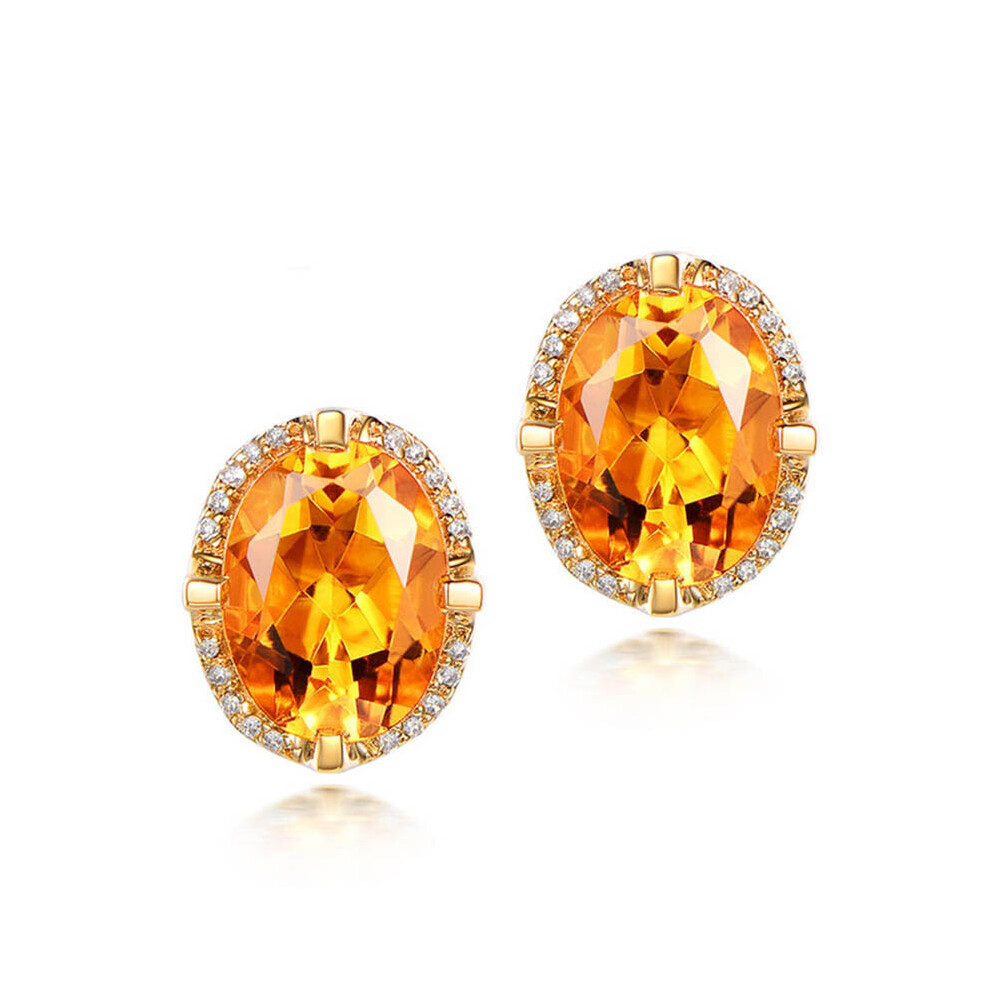ANGEL High Citrine Stud Earrings For Women 925 Silver Yellow Gemstone Birthstone Jewelry Wedding Gift-image-OPC-PBRGRZN-NEW