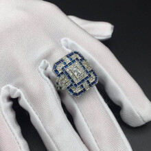 Women Ring 925 Silver Jewelry Geometric Shape Sapphire Zircon Gemstone Rings for Wedding Party Ornament