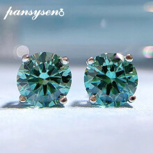 Sparkling 925 Sterling Silver 2CT 8MM Round Cut Green High Carbon Diamond Gemstone Stud Earrings Fine Jewelry Gift