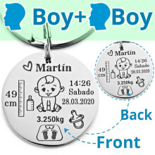 Lovely Personalized Baby Boys Girls Keychain Name Birth Weight Height For Newborn Commemorate Mom Dad Gift Keyring P026_C