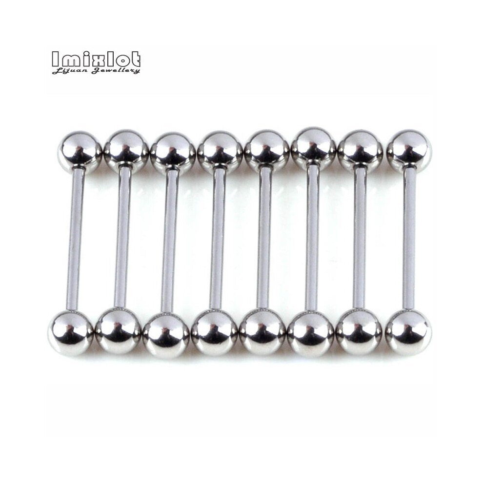 Multicoloured 30Pcs Double Balls Surgical Steel Straight Barbell Ear Piercing Labret Lip Tongue Bar Eyebrow Tragus Nipple Ring
