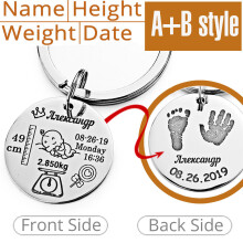 Personalized Baby Keychain Name Date Of Birth Weight Height For Newborn Commemorate Keyring Mom Dad Gift P026