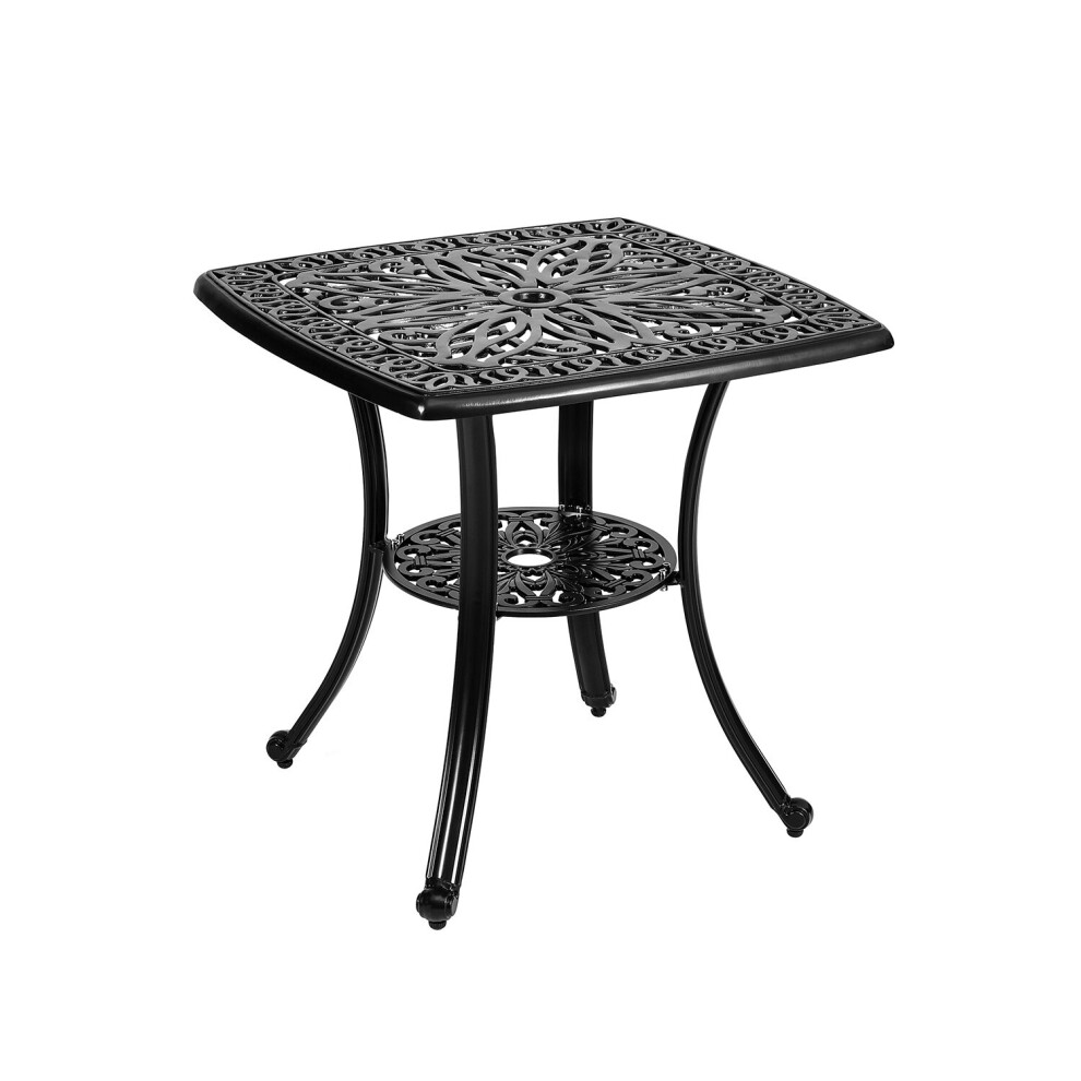 Square Cast Aluminum Outdoor Bistro Table Black