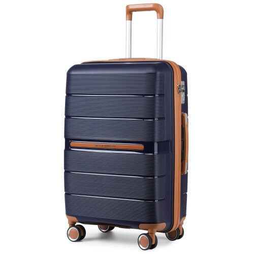 (Navy, K2392L NY 28 SUITCASE) British Traveller Hard Shell Suitcase