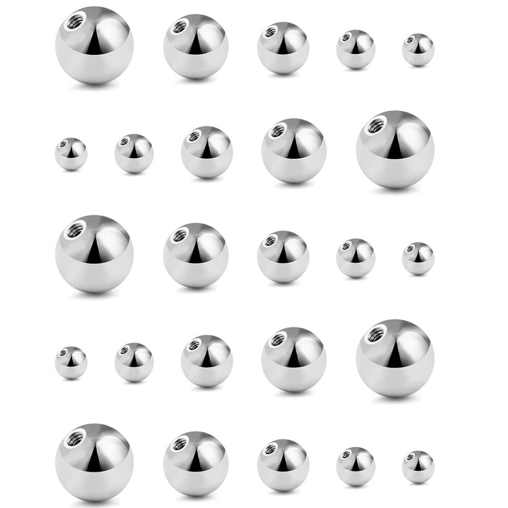 (Light Yellow Gold Color, Black) 14G 16G Replacement Balls Surgical Steel Externally Threaded Piercing Balls for Nipple Tongue Belly Lip Septum Rings