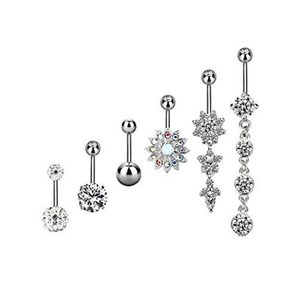 2/4/5/6/7Pcs/Set Surgical Steel Piercings 14G Navel Piercings Belly Button Piercing Dangle Earrings Belly Bar Sexy Body Jewelry-image-OPC-PBRGZRZ-NEW