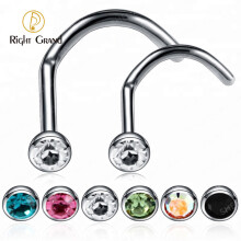 5pcs/lot Right Grand Implant Grade ASTM F136 Titanium Bezel Set Zirconia Curved Nose Screw 20 Large Gauge