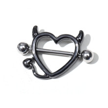 1 Pair 14G Stainless Steel Breast Piercing Jewelry Heart Nipple Piercing Bar Nipple Rings Shield Cover Barbell Sexy Piercings
