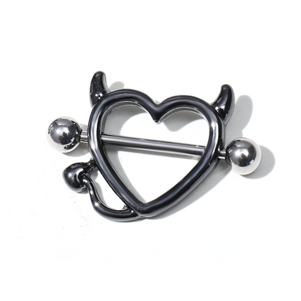 1 Pair 14G Stainless Steel Breast Piercing Jewelry Heart Nipple Piercing Bar Nipple Rings Shield Cover Barbell Sexy Piercings
