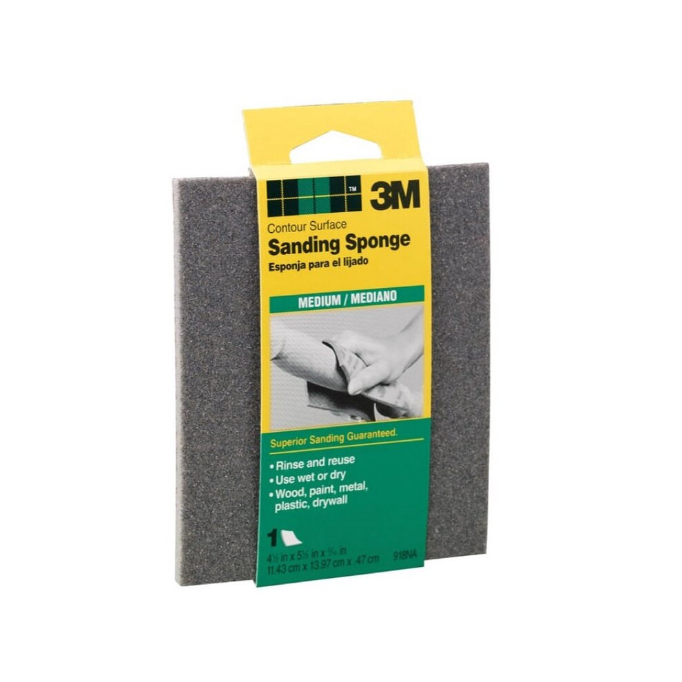 3M Contour Surface Sanding Sponge, Medium Grit (11.43 x 13.97 x 0. 47 cm)