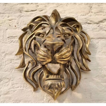 Lion Head Sculpture Wall Mount Animal Hanging Garden Ornament Resin