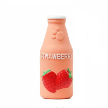 (Strawberry) Latex Fun Pet Juice Bottle Sound Drink Squeaky Molar Chew Toy Dog Bite Resistant