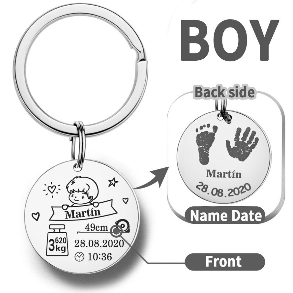 Special Keychain For Baby Newborn Commemorate Personalized Mom Dad Accessories Surprise Gift Keyring P026_d Black