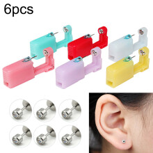 6 Colors Ear Piercing Gun Kit Disposable Disinfect Safety Earring Piercer Machine Studs Nose CLip Body Jewelry Piercing Tool Set