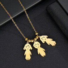 (White, 45cm) Boy Girl Kids Stainless Steel Pendant Personalized Beads Chain Necklace Engraved Name Date Jewelry Birthday Gift