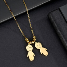 (White, 35cm) Boy Girl Kids Stainless Steel Pendant Personalized Beads Chain Necklace Engraved Name Date Jewelry Birthday Gift