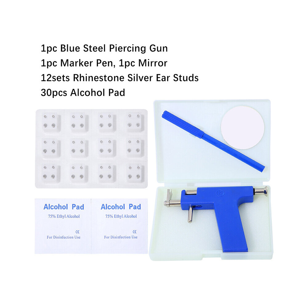 Multicoloured Professional Ear Piercing Gun Tool Set 98Pcs Ear Studs Steel Ear Nose Navel Body Piercing Gun Unit Tool Kit Safety Pierce Tool