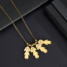 (White, 45cm) Boy Girl Kids Stainless Steel Pendant Personalized Beads Chain Necklace Engraved Name Date Jewelry Birthday Gift