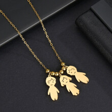 (White, 45cm) Boy Girl Kids Stainless Steel Pendant Personalized Beads Chain Necklace Engraved Name Date Jewelry Birthday Gift