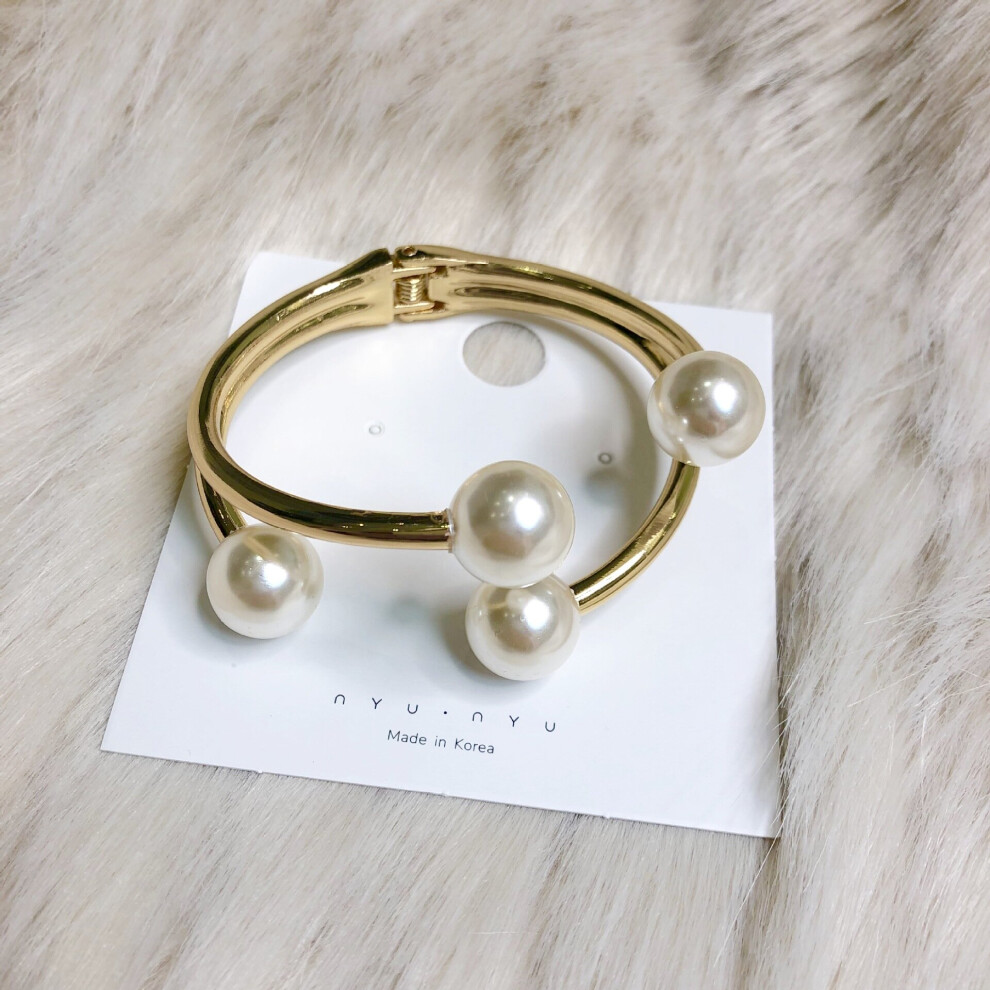 Exaggeration Double Layer Large Pearl Elastic Bracelet For Women Sweater Accessories Party Jewelry-image-OPC-PBRH895-NEW