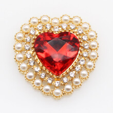 10 Pieces 26*28mm Heart Shaped Faux Pearl Acrylic Rhinestone Buttons Metal DIY Wedding Decor Bow Hair Ornamen