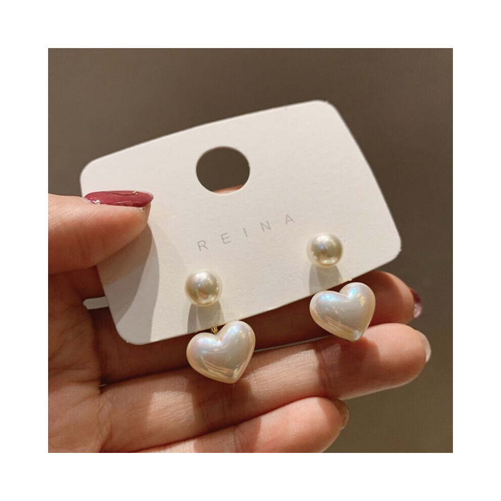 Pearl Heart Dangle Earrings Drop Earings Female Jewelry Accessories