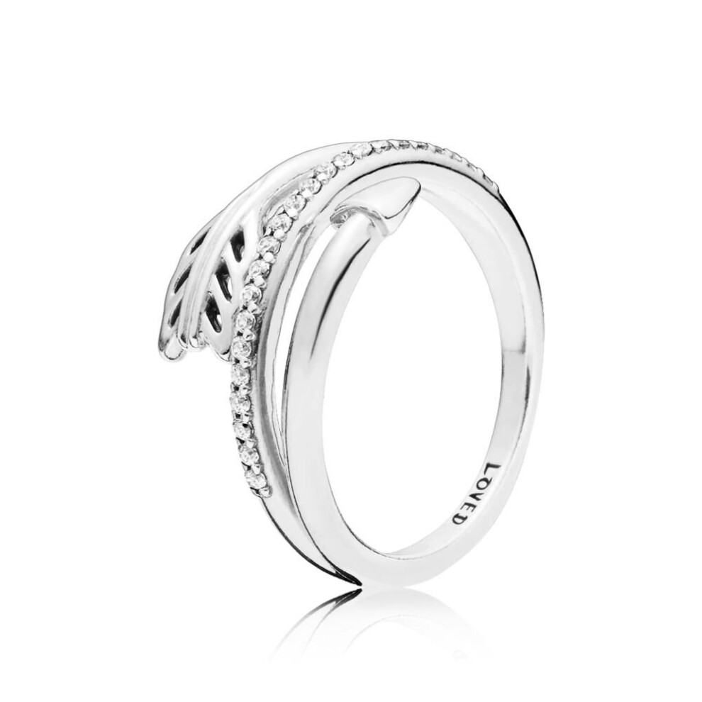 Frauen 925 Sterling Silber Ringe Mit Funkelnden EngelsflüGeln Pfeil Kristall Fingerring Krone FüR Frauen Hochzeit Party Schmuck-image